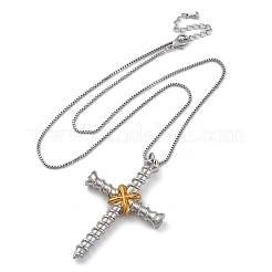 Colliers à chaîne avec pendentif en forme de croix à vis en laiton pour femmes et hommes&nbsp;NJEW-C067-06P