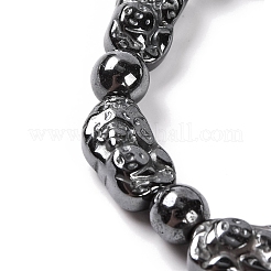 Pulseras elásticas con cuentas de hematita sintética no magnética redondas y pepitas para mujer&nbsp;BJEW-Q345-09