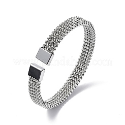 Offener Armreif aus 304 Edelstahlgeflecht in Kettenform für Damen&nbsp;BJEW-C031-03