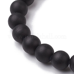 Braccialetti con teschio di Halloween e turchese sintetico tinto a croce&nbsp;BJEW-JB10852-02