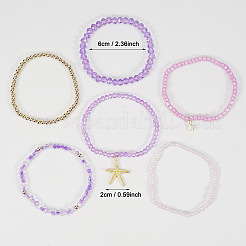 Pulseras elásticas de estilo bohemio con cuentas redondas de vidrio y plástico&nbsp;FS-WG8BA5D-01