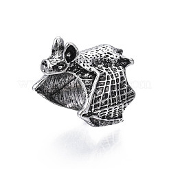 Anillo de puño abierto de aleación de murciélago punk gótico para mujer&nbsp;RJEW-T009-56AS