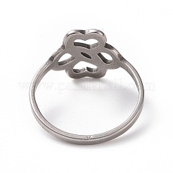 Bague en acier inoxydable 201 anti-ternissement avec fleur creuse pour femme&nbsp;RJEW-J051-13P