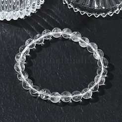 Bracelets extensibles en perles rondes en cristal de quartz naturel&nbsp;GG-CBA12F1-02C-12