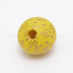 Perles de bois naturel imprimées&nbsp;WOOD-TAC0007-57G