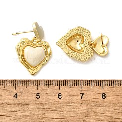 Orecchini a bottone in ottone smaltato a forma di cuore&nbsp;EJEW-Z086-17G-01