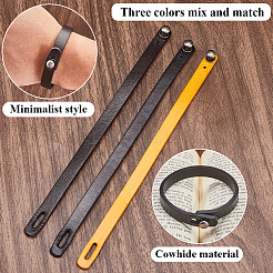 3 Stück 3 Farben breite Lederkordelarmbänder mit Legierungsknopf&nbsp;BJEW-GF0001-26