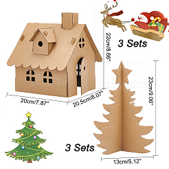 6 Satz 2 Stil unfertige Papp-3D-Puzzles&nbsp;AJEW-NB0005-36