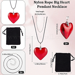 1 collana con ciondolo a forma di cuore in vetro&nbsp;NJEW-BBC0001-29A