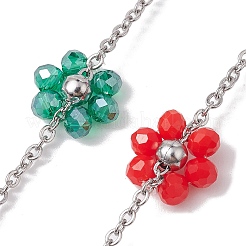 Chaînes à maillons de fleurs en perles de verre colorées&nbsp;AJEW-JB01209-02