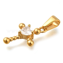 Placcatura ionica (ip) ciondoli in acciaio inossidabile 304 con zirconia cubica&nbsp;STAS-Z113-04G