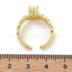 Offene Manschettenringe aus Messing mit Mikropavé und Zirkonia für Damen&nbsp;RJEW-C163-23G