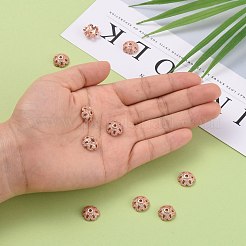 Tappi di perline in zirconia cubica con micro pavé in ottone a fiore 6 petalo ecologico&nbsp;X-ZIRC-M098-01RG-FF