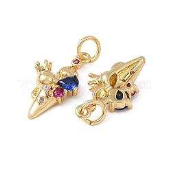 Pendentifs avec zircon cubiques à micro-pavés en laiton&nbsp;KK-C143-04G