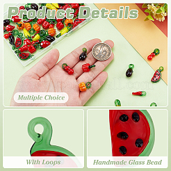 70 Stück Glasanhänger mit Obst- und Gemüsemotiven in 10 Stilen&nbsp;GGLA-PH0001-69
