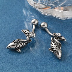 Bauchnabelringe aus chirurgischem Edelstahl mit Fischmotiv&nbsp;EJEW-G416-15AS