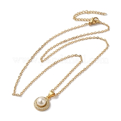 Colliers en laiton avec pendentif avec zircone cubique de micro pave&nbsp;NJEW-H486-16G-1