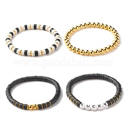 Braccialetti elastici con perline heishi in argilla polimerica 4 pz 4 con ematite sintetica&nbsp;BJEW-JB07591