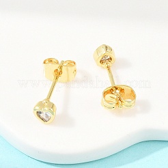 Boucles d'oreilles en laiton avec zircone cubique de micro pave&nbsp;EJEW-F405-22A-G04