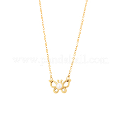 Colliers pendentifs en acier inoxydable 304 sertis de perles et de coquillages pavés&nbsp;STAS-OY018-20G