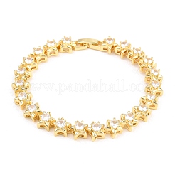 Armbänder aus Messing mit Pavé-Fassung und klaren Zirkonia-Steinen für Damen&nbsp;BJEW-T025-02G