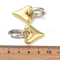 Zweifarbige Creolen aus Messing mit Herz&nbsp;EJEW-D322-12GP-01B