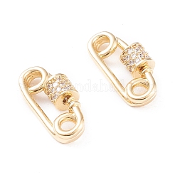 Messing Micro Pave klare Zirkonia Schraube Karabiner Schloss Charms&nbsp;KK-F814-38G