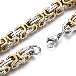 Ionenplattierung (IP) zweifarbige 201 Edelstahl-Kettenarmbänder&nbsp;BJEW-S057-86A-03