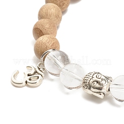 Bracelet à breloques en alliage symbole aum/om et bouddha pour adolescente femme&nbsp;BJEW-JB07726
