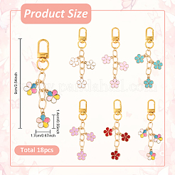 18 pièces 6 couleurs fleur alliage émail pendentif décorations&nbsp;HJEW-YW00150