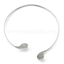 Chokerhalsketten aus 304 Edelstahl in Tropfenform mit offener Manschette für Damen&nbsp;NJEW-R003-01P-01