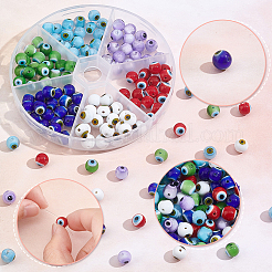 144 stücke 6 farben handgemachte bösen blick runde perle&nbsp;LAMP-NB0001-76B