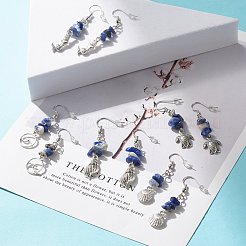 Orecchini pendenti con perline di sodalite naturale&nbsp;EJEW-JE04890-02