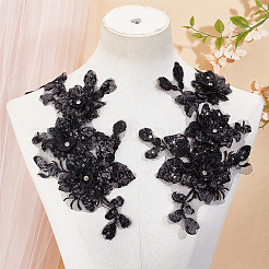 2 Stück 2 Stile 3D-Blumen-Polyester-Stickerei zum Aufnähen&nbsp;DIY-CY0001-03B