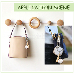 12 mini porte-clés pendentif en cuir PU avec batte de baseball en bois&nbsp;DIY-SP0001-51A