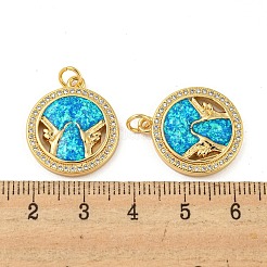 Micro pavé de zircone cubique en laiton avec pendentifs en opale synthétique&nbsp;KK-D096-05A-01