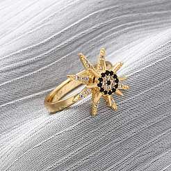Micro ottone spianare anelli zirconi&nbsp;RJEW-S636-01G