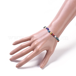 Braccialetti elasticizzati fatti a mano con perle rotonde piatte in lampwork&nbsp;BJEW-JB05005-02