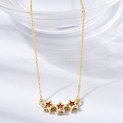 Colliers pendentifs triple étoile en laiton et verre&nbsp;KK-CBAB173-03G-08