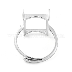 Rechteckige verstellbare 925 Sterling Silber Solitärring-Fassungen&nbsp;STER-G042-09P