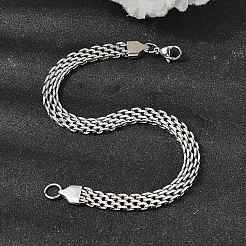Bracelets à maillons en acier inoxydable 201 pour femmes et hommes&nbsp;STAS-T077-20P-01