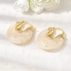 Boucles d'oreilles créoles en résine de laiton&nbsp;EJEW-P333-11C-G01