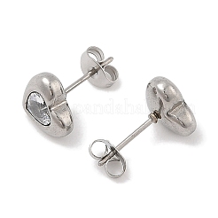 Pendientes de botón de corazón de acero inoxidable 304 con revestimiento iónico (IP)&nbsp;EJEW-C099-13M-02
