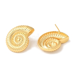 Spiralförmige Ohrstecker aus Messing in Muschelform mit Gestellbeschichtung&nbsp;X-EJEW-B062-35G