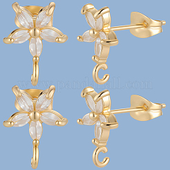 5 paire de boucles d'oreilles à tige en laiton avec micro pavé de zircones cubiques&nbsp;KK-BBC0020-84
