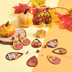 DIY-Sets zum Basteln von Ohrringen aus Holz in Tropfenform&nbsp;DIY-SC0026-89