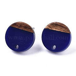Fornituras de aretes de resina opaca y madera de nogal&nbsp;MAK-N032-007A-B01
