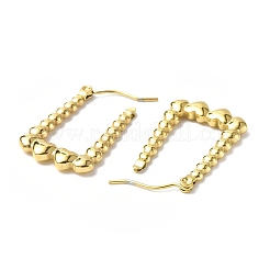 Placcatura ionica (ip) 304 orecchini a cerchio rettangolari con cuore in acciaio inossidabile per donna&nbsp;STAS-B034-12G