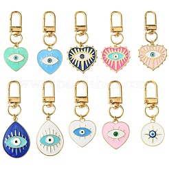 Décorations de pendentif en alliage d'émail en forme de larme avec mauvais œil&nbsp;HJEW-YW00017-01