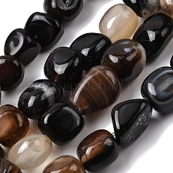 Natürliche schwarze Achat Perlen Stränge&nbsp;G-P601-A15-02